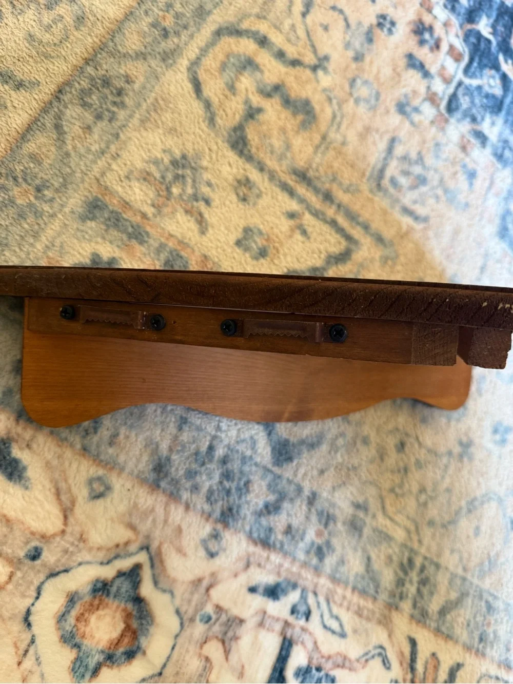 Vtg Wooden Corner Wall Shelf With Floral Design Flowers Wood Country Cottage